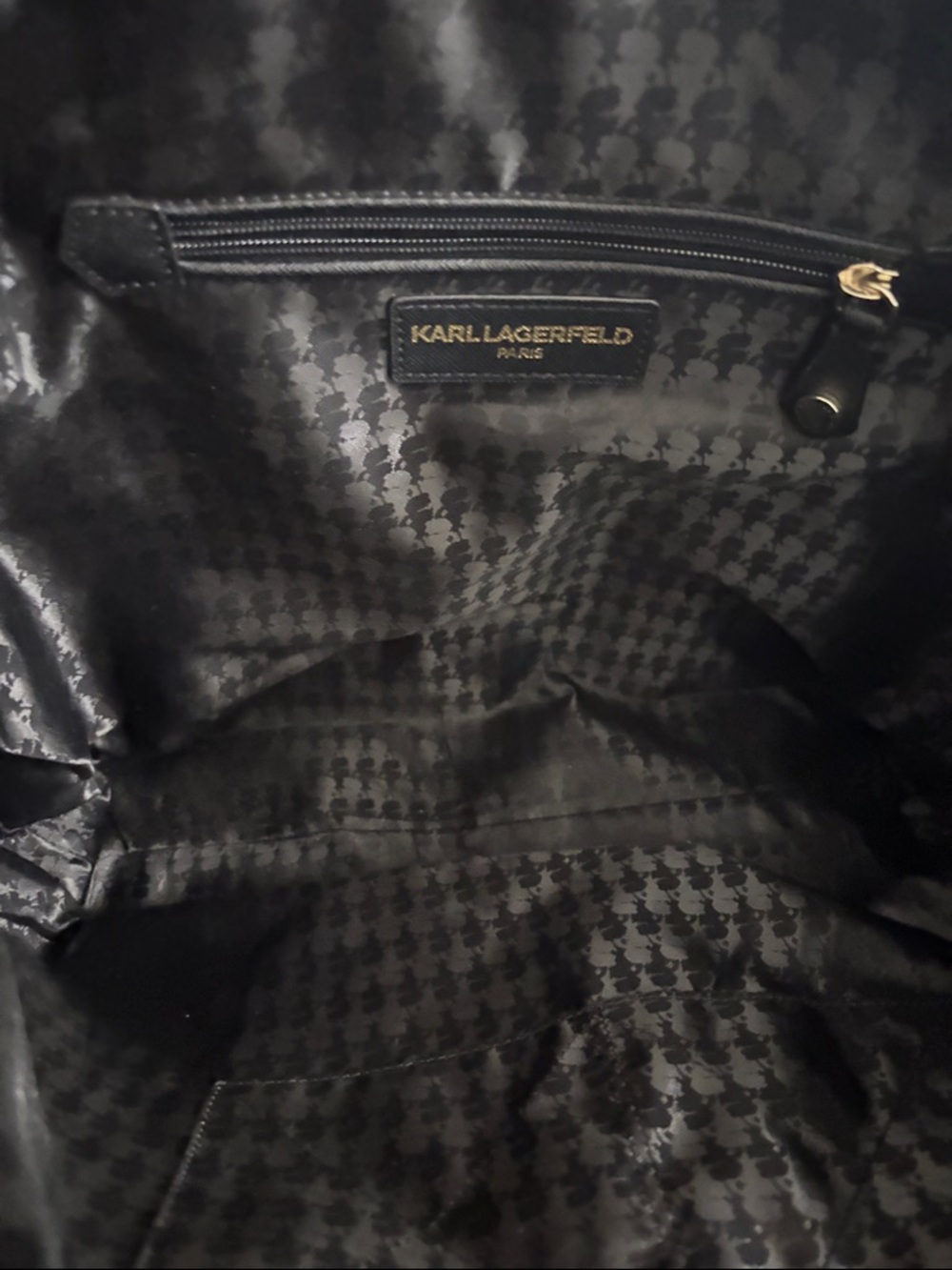 Karl Lagerfeld Black Nylon Tote with Pink and Green Floral Appliqués - Picture 6 of 8